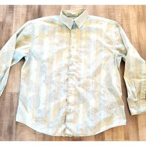 Island Shores Mens Beach Wedding Aloha Floral Hawaiian Shirt L Long Sleeve